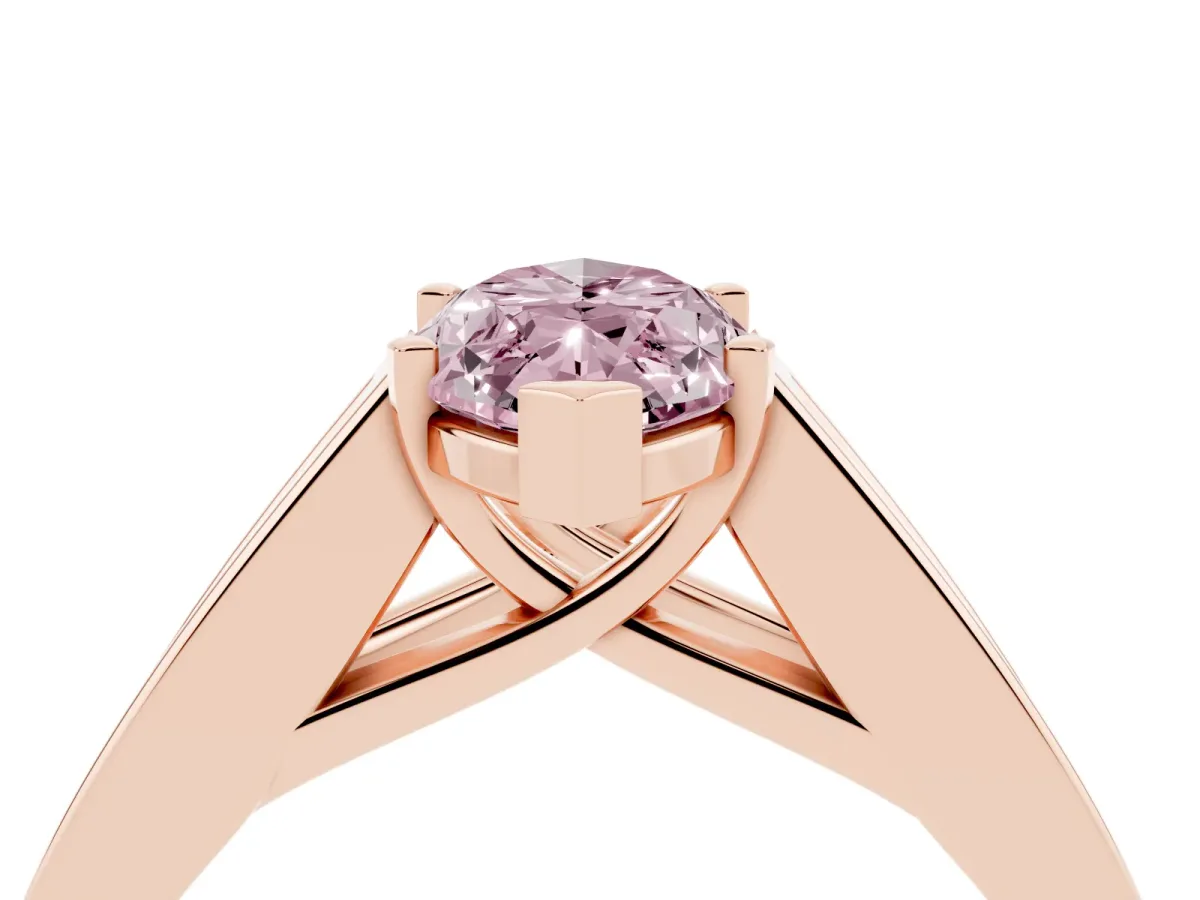 Fancy Pink Marquise Cut Cut Channel Set Solitaire Ring with Four-Prong Setting Rose gold