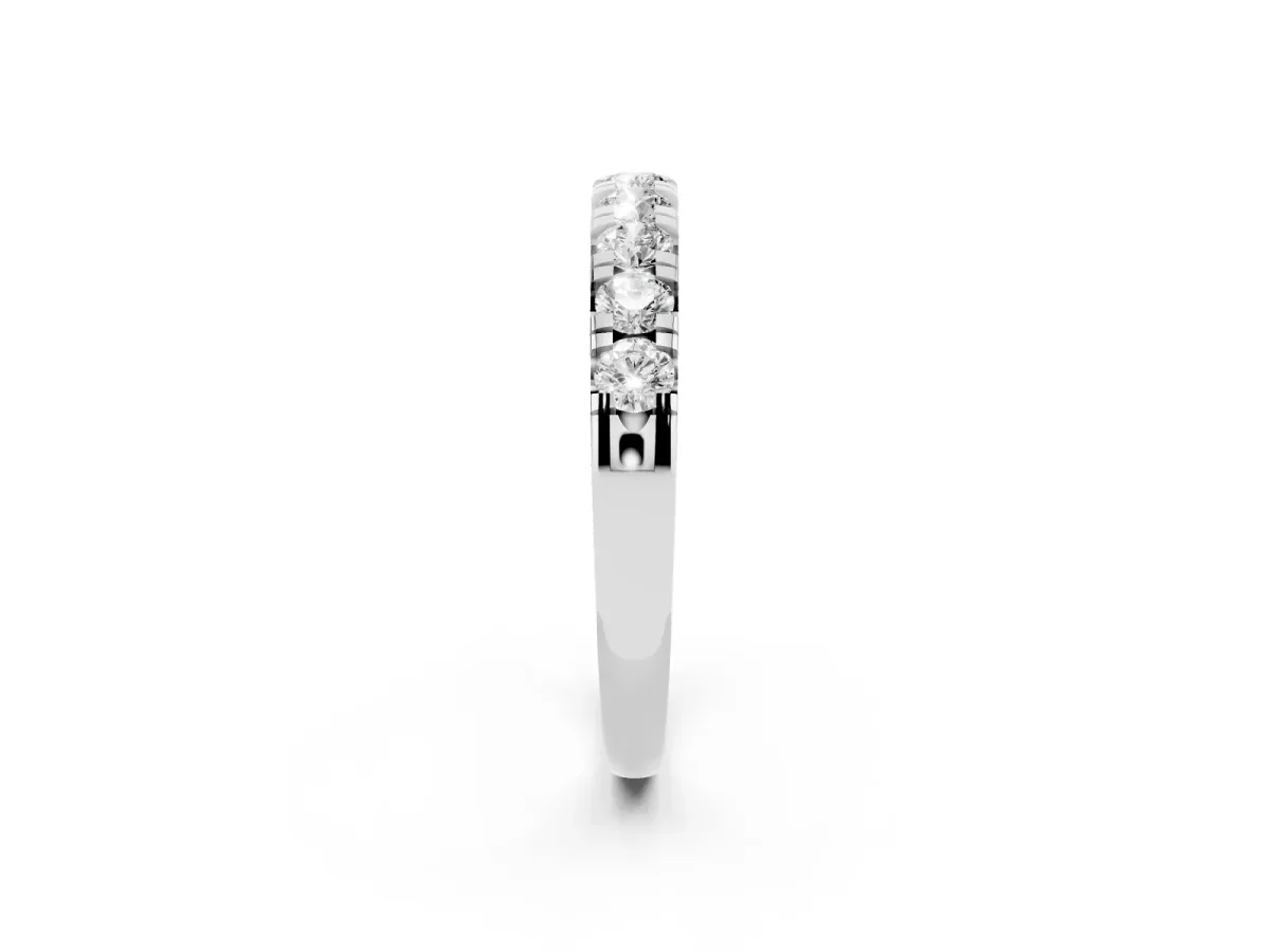 Round Diamond Half-Eternity Prong Set Band Silver