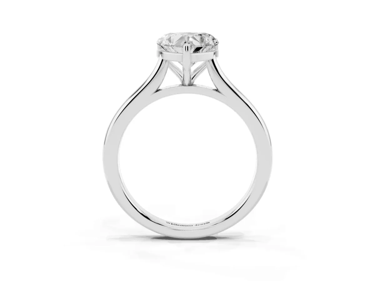 Heart Cut Cut Solitaire Ring with Cathedral Band and Four-Prong Setting Platinum