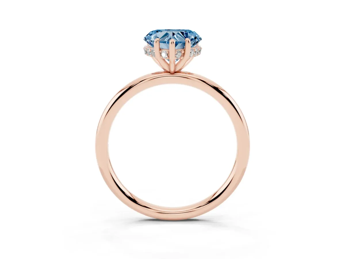 Fancy Blue Heart Cut Solitaire Diamond Ring with a Classic Band and Four-Prong Setting Rose gold