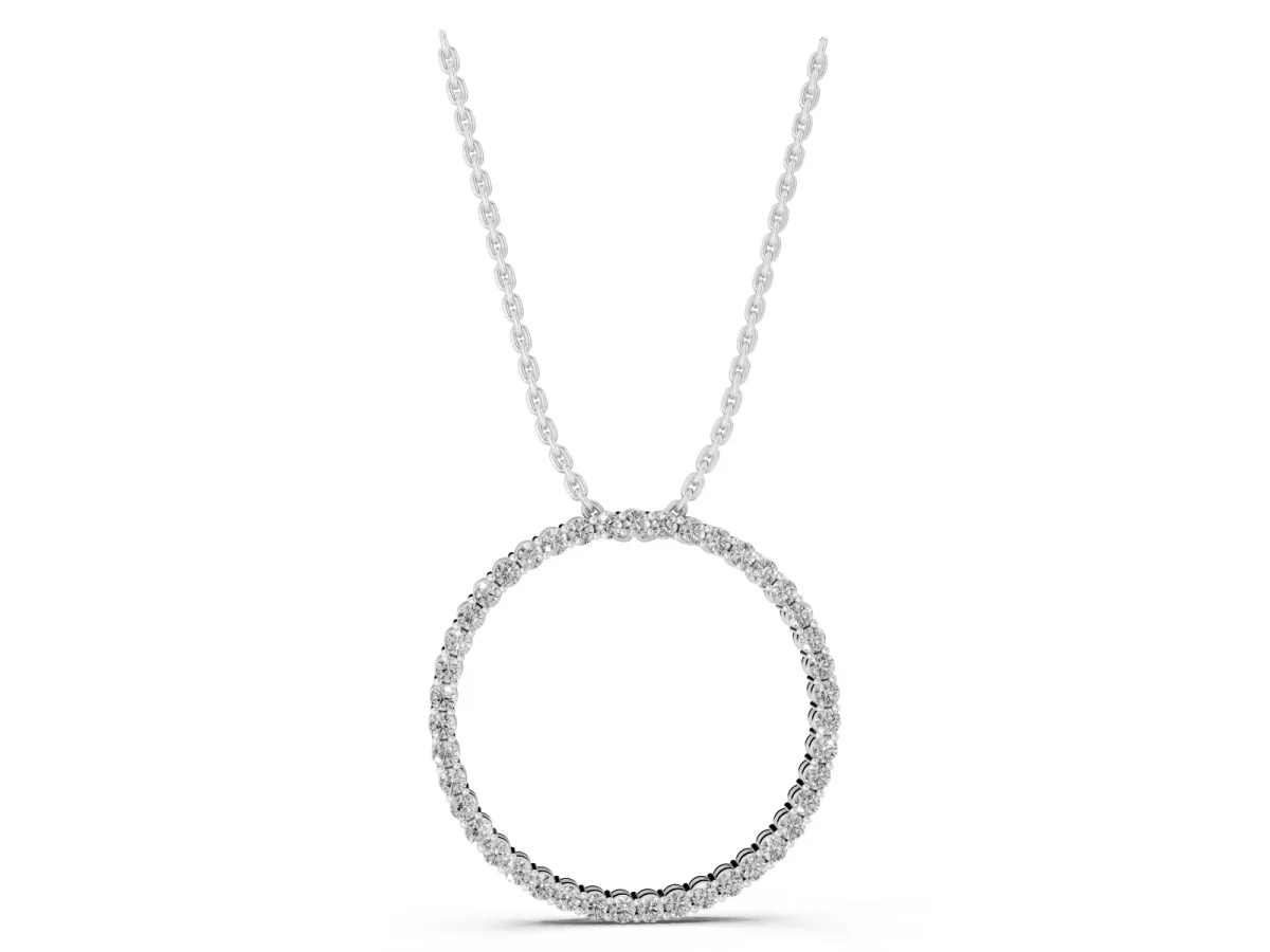 Round Cut Diamond Prong Set Eternity Pendant Silver