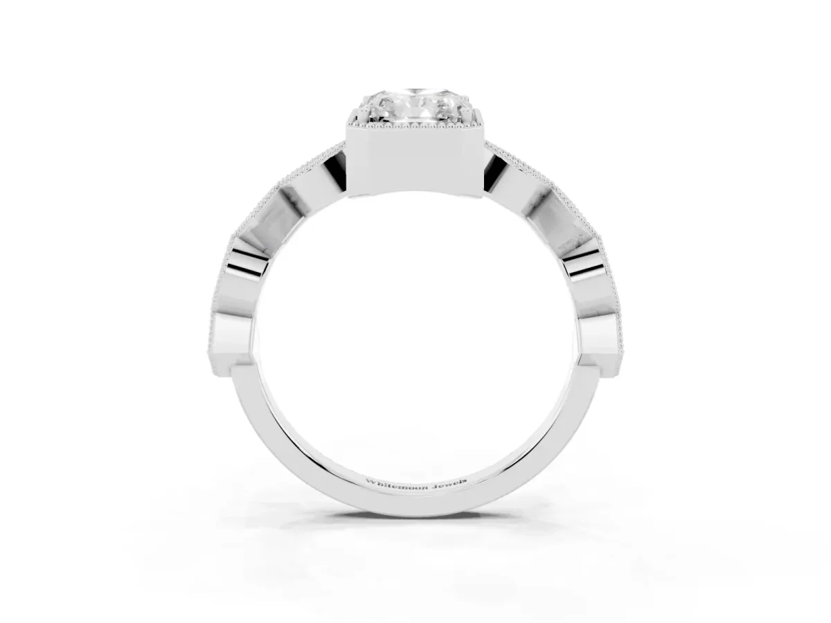 Radiant Cut Milgrain Marquise Diamond Twist Band Ring Silver