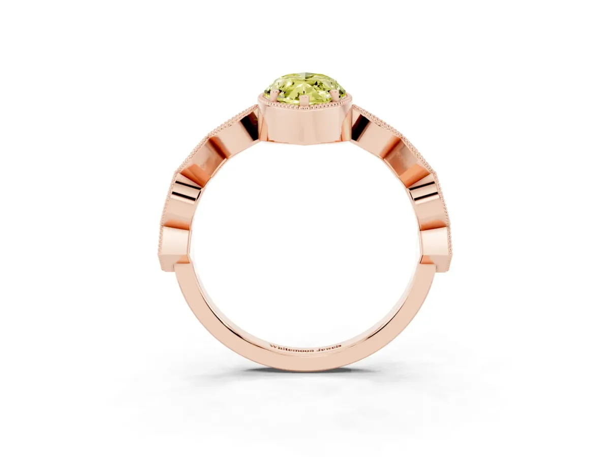 Fancy Yellow Marquise Cut Milgrain Marquise Diamond Twist Band Ring Rose gold