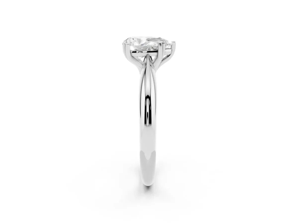 Pear Cut Cut Solitaire Engagement Ring with Tapered Band and Four-Prong Setting Platinum