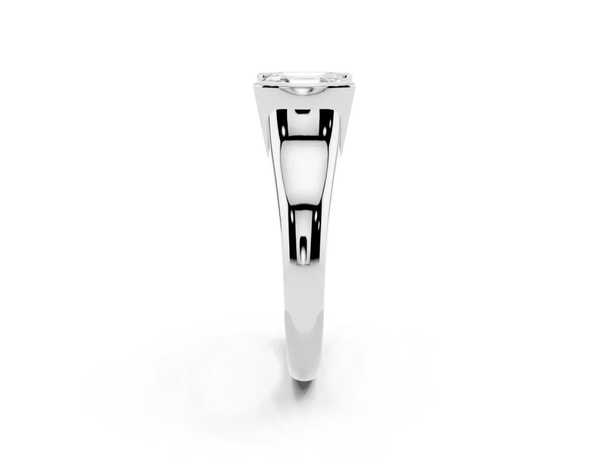 Asscher Cut Solitaire Tension Set Diamond Ring with Split Shank Band Silver