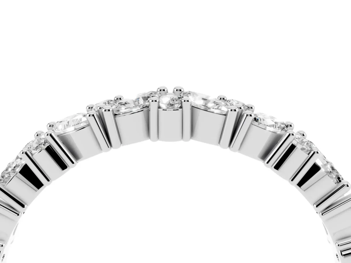 Marquise and Round Diamond Vine Eternity Band with Prong Setting Silver