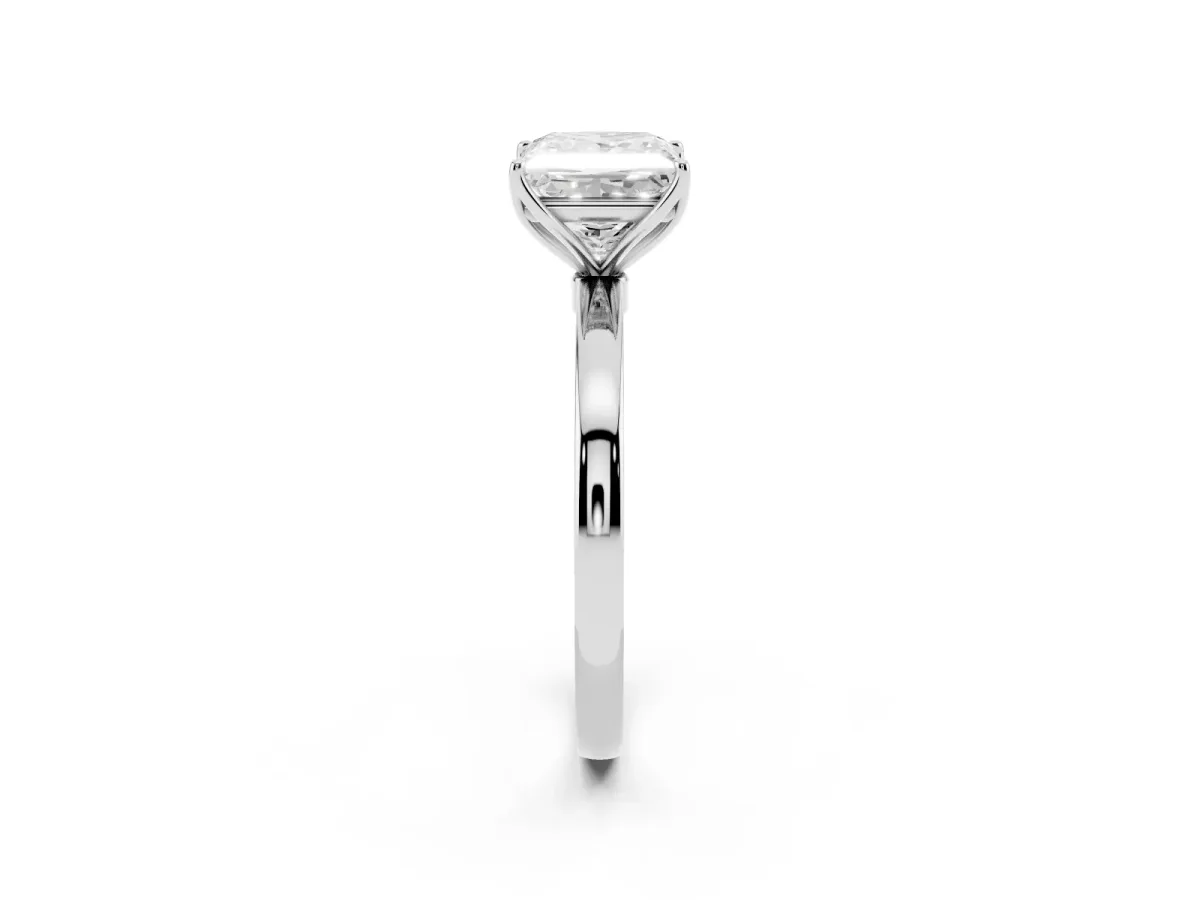 Princess Cut Diamond Solitaire Ring with Thin Band and Prong Setting Silver