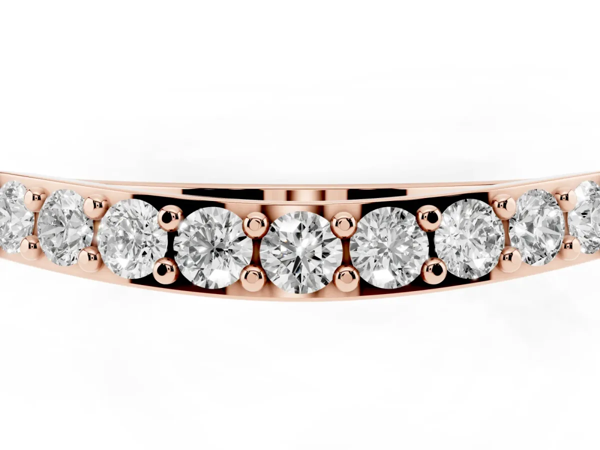 Round Diamond Pavé Set Curved Eternity Band Rose gold