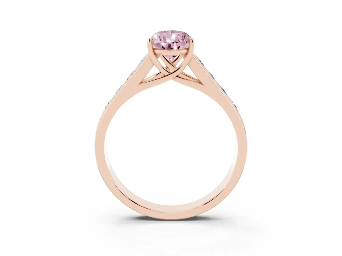 Fancy Pink Pear Cut Solitaire Channel-Set Diamond Engagement Ring with Four-Prong Setting Rose gold