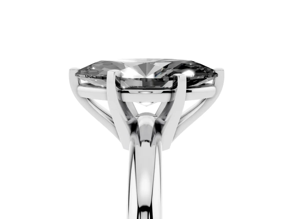 Fancy Black Marquise Cut Diamond Solitaire Engagement Ring with Round Band and Four-Prong Setting Platinum