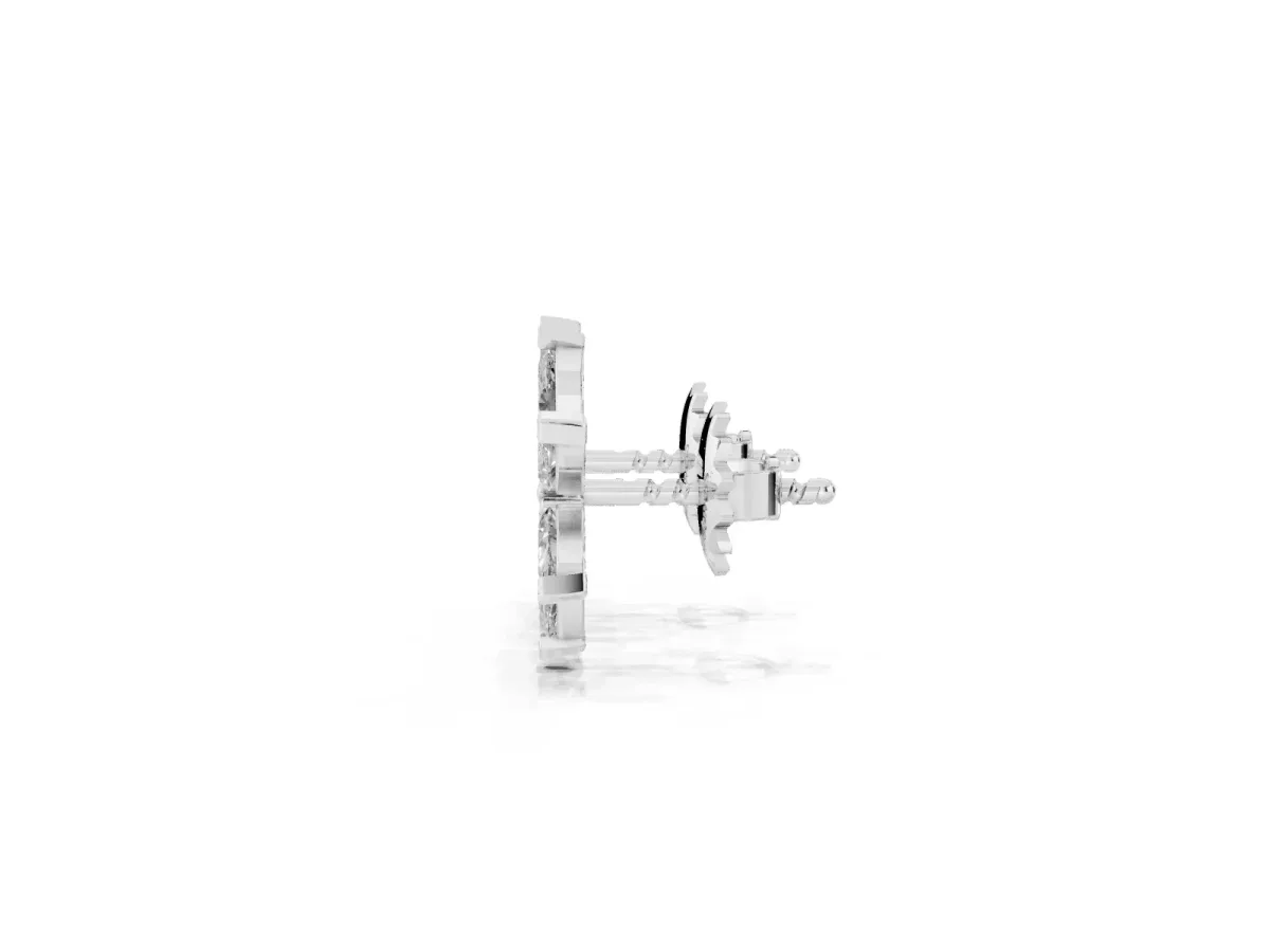 Marquise Diamond Sunflower Stud Earrings Platinum
