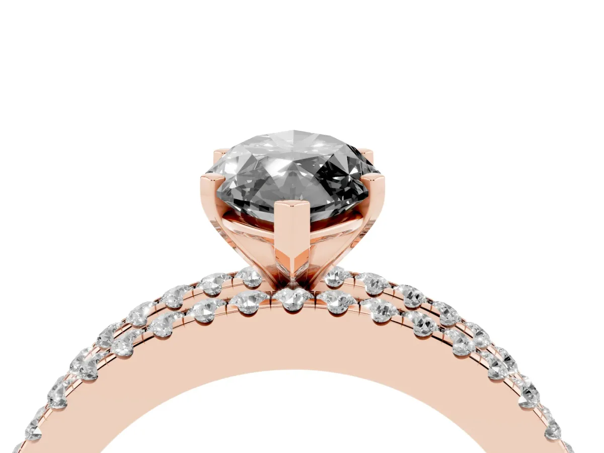 Fancy Black Marquise Cut Diamond Solitaire Ring with Pavé and Channel Set Band Rose gold