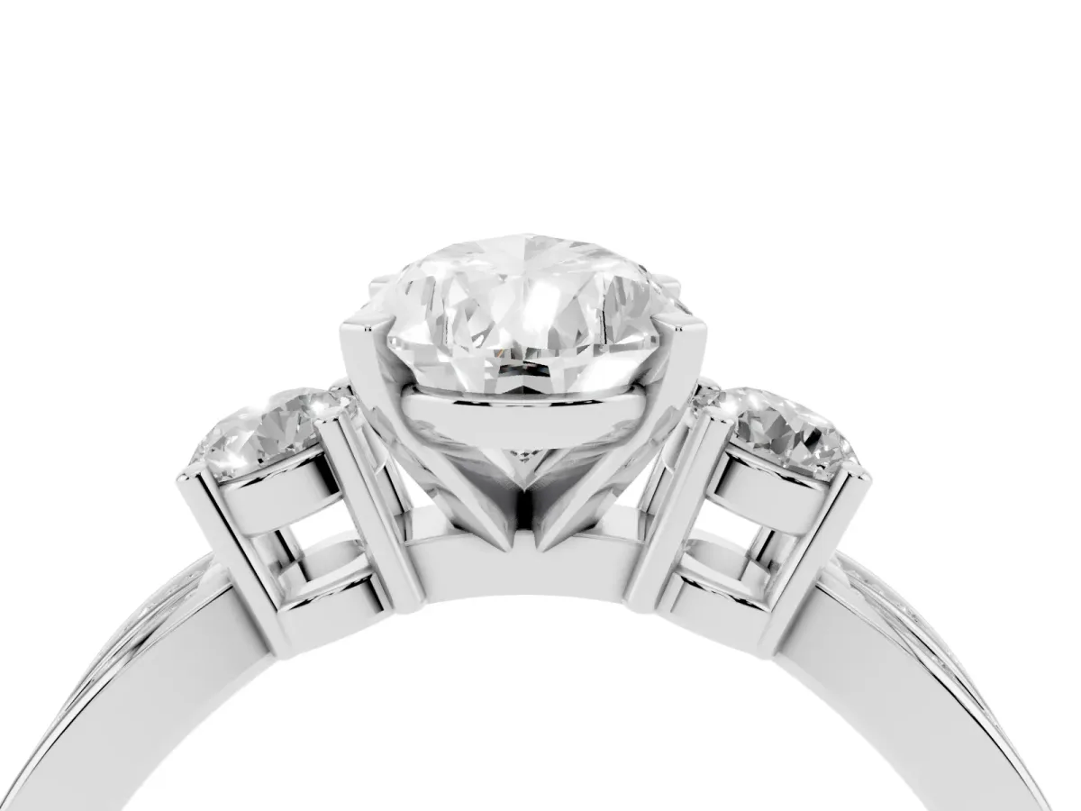 Three-Stone Pear Cut Cut Diamond Twist Band with Prong Setting Silver