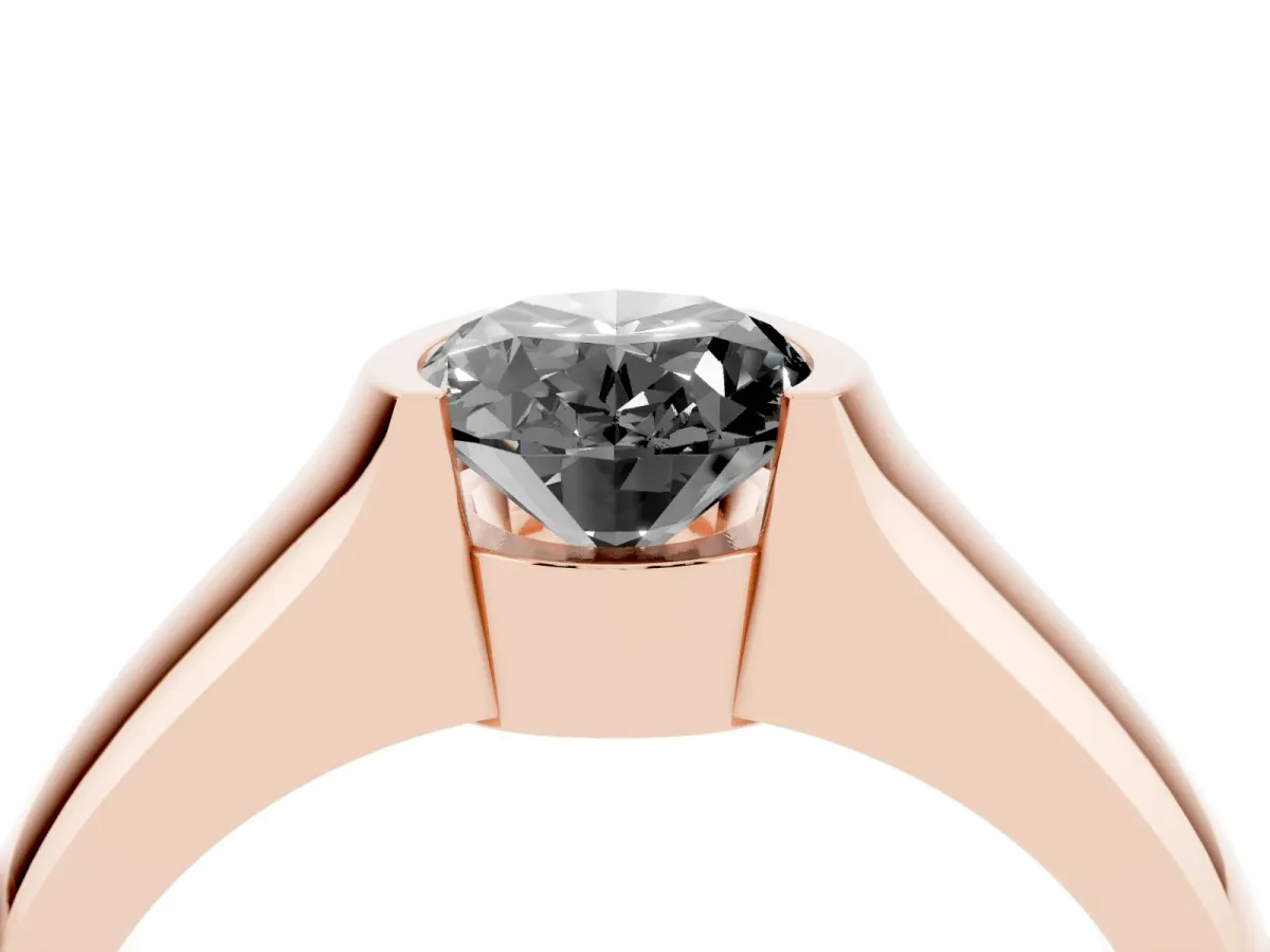 Fancy Black Oval Cut Solitaire Bezel Set Diamond Ring with Wide Band Rose gold