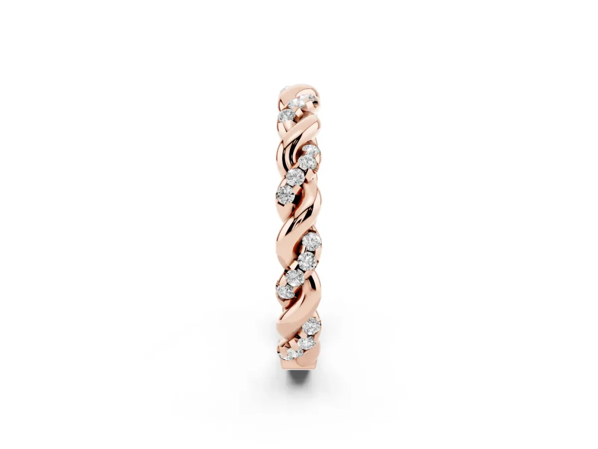 Twisted Pavé Round Diamond Eternity Band Rose gold