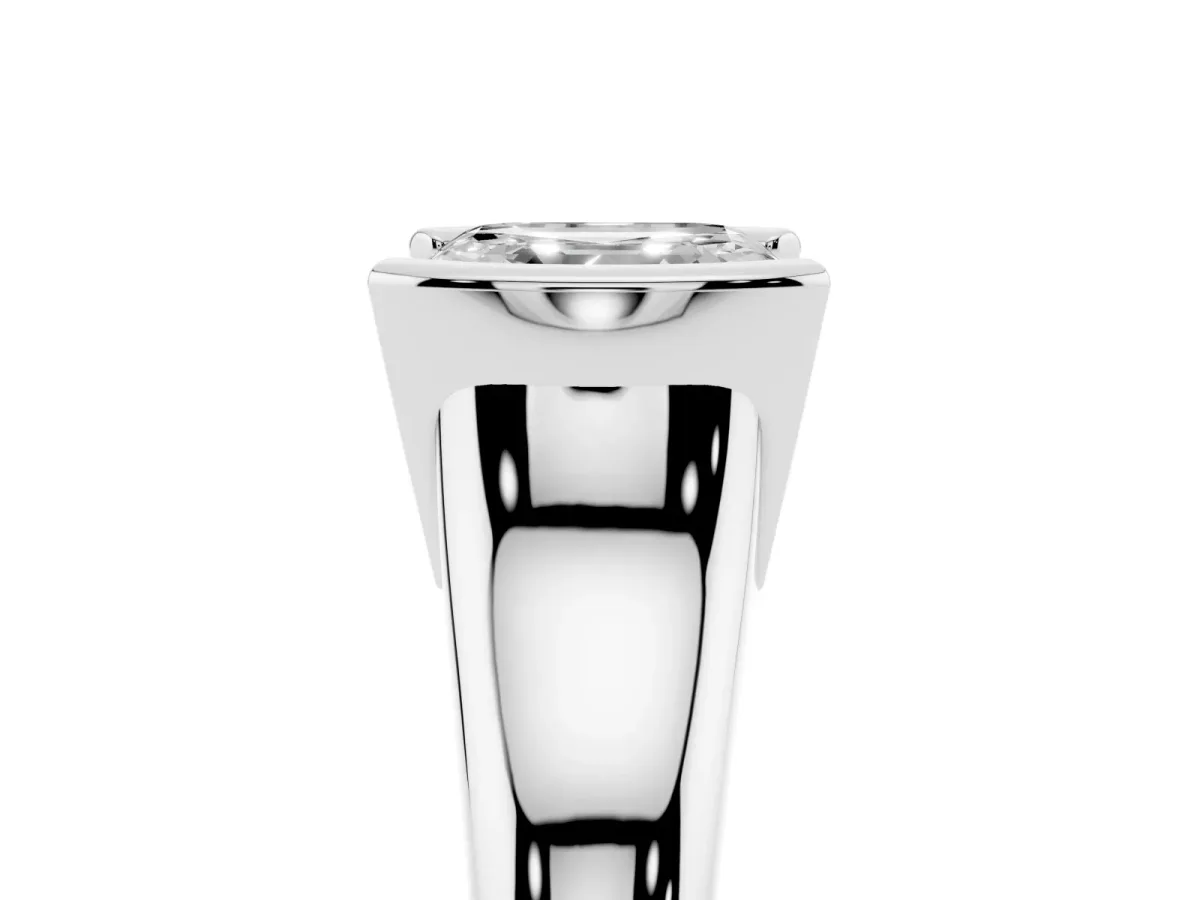 Asscher Cut Solitaire Tension Set Diamond Ring with Split Shank Band Silver