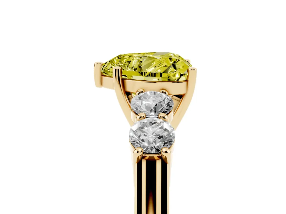 Fancy Yellow Heart Cut Cut Diamond Five-Stone Prong Set White Gold Ring Yellow gold