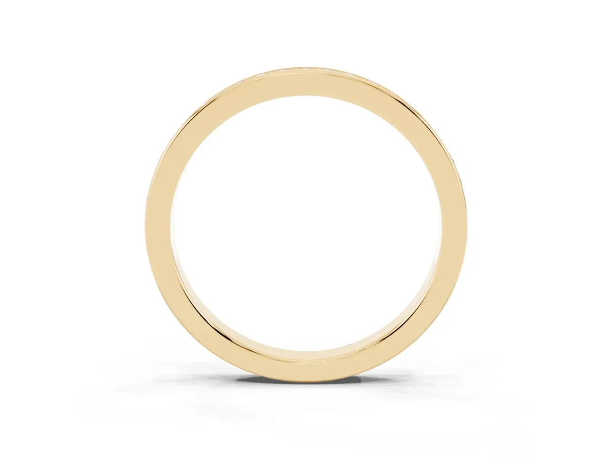 Round Diamond Pavé Set Half-Eternity Band Yellow gold