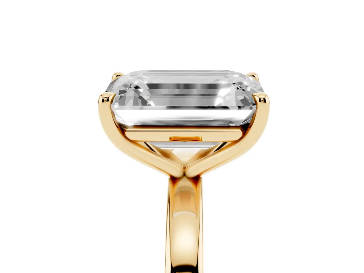 Fancy Blue Heart Cut and Emerald Cut Toi Moi Ring with Prong Setting Yellow gold