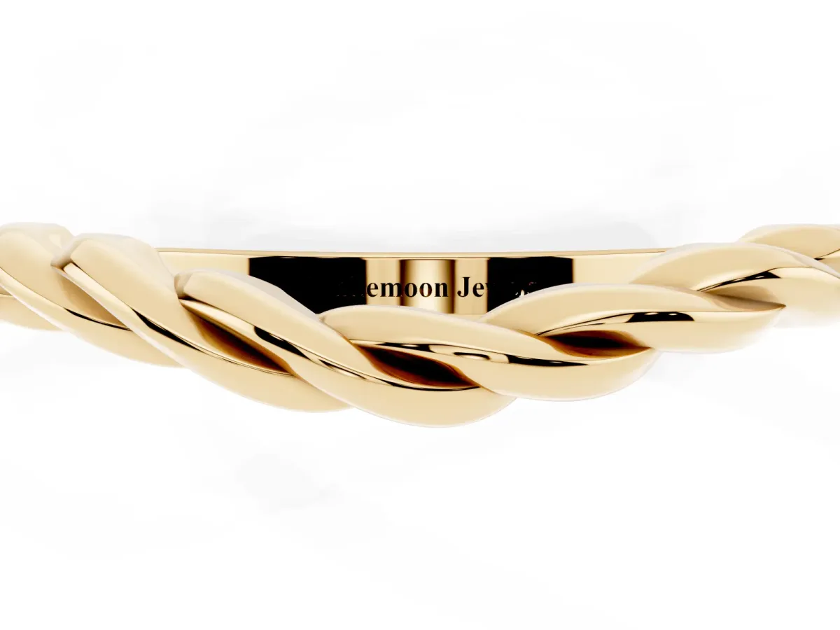 Marquise Diamond Twist Eternity Band with Bezel Setting Yellow gold