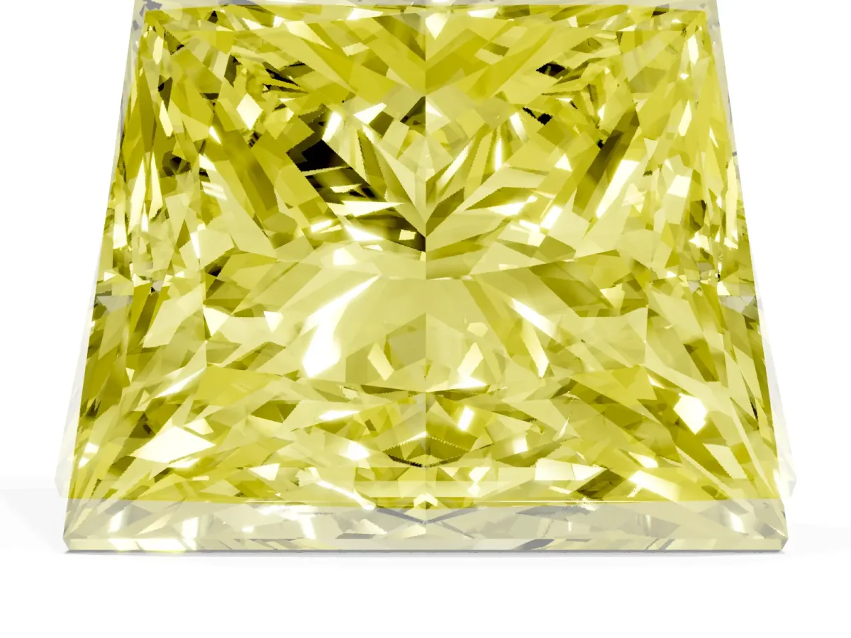 Fancy Yellow Princess Cut Halo Diamond Ring with Milgrain and Bezel Accents on a Split Shank Band Rose gold