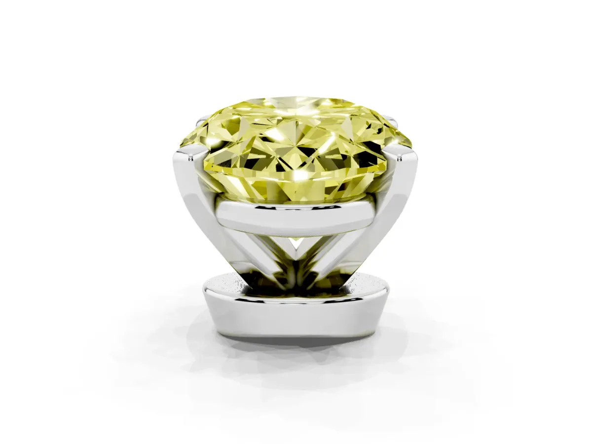 Fancy Yellow Oval Cut Diamond Solitaire Ring with Prong Setting and Classic Band Silver