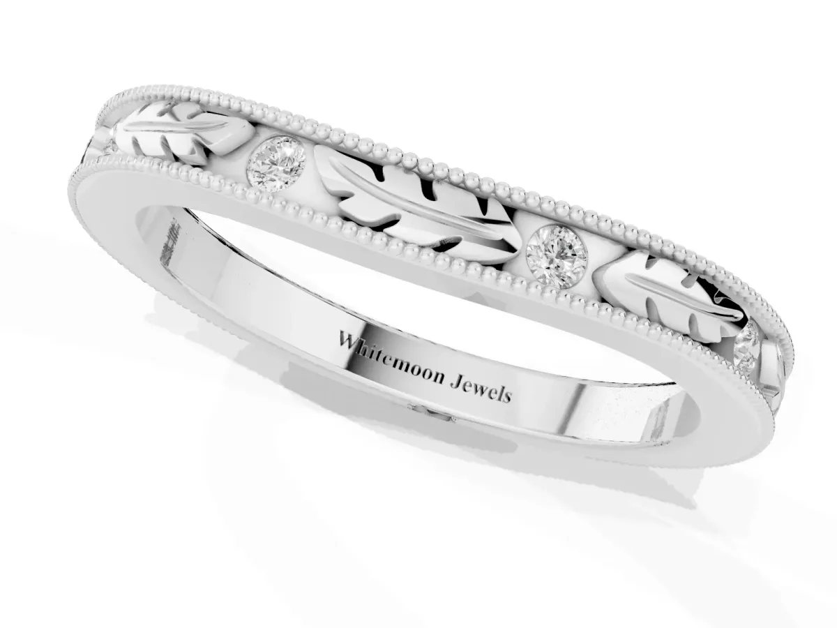 Milgrain Bezel Set Round Diamond Eternity Band Silver