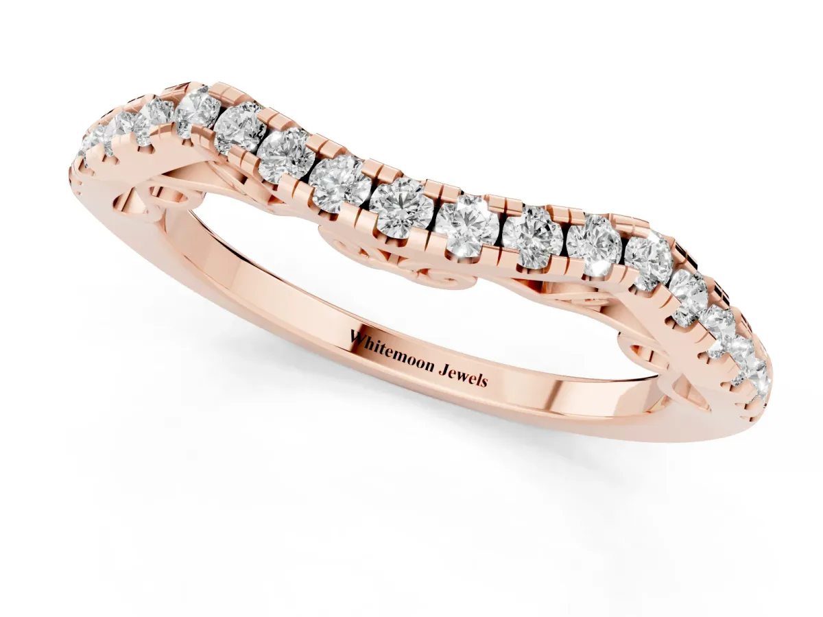 Curved Diamond Pavé Round Eternity Band with Shared Prong Setting Rose gold