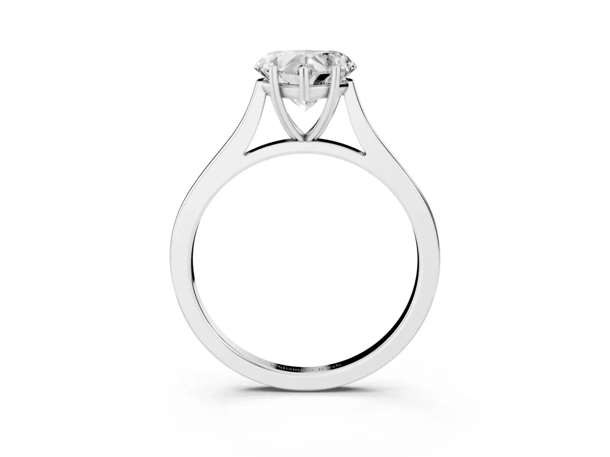 Heart Cut Solitaire Heart Prong Engagement Ring with Tapered Band White gold
