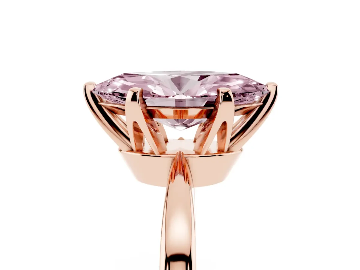 Fancy Pink Marquise Cut Solitaire Engagement Ring with Six-Prong Setting and Tapered Band Rose gold