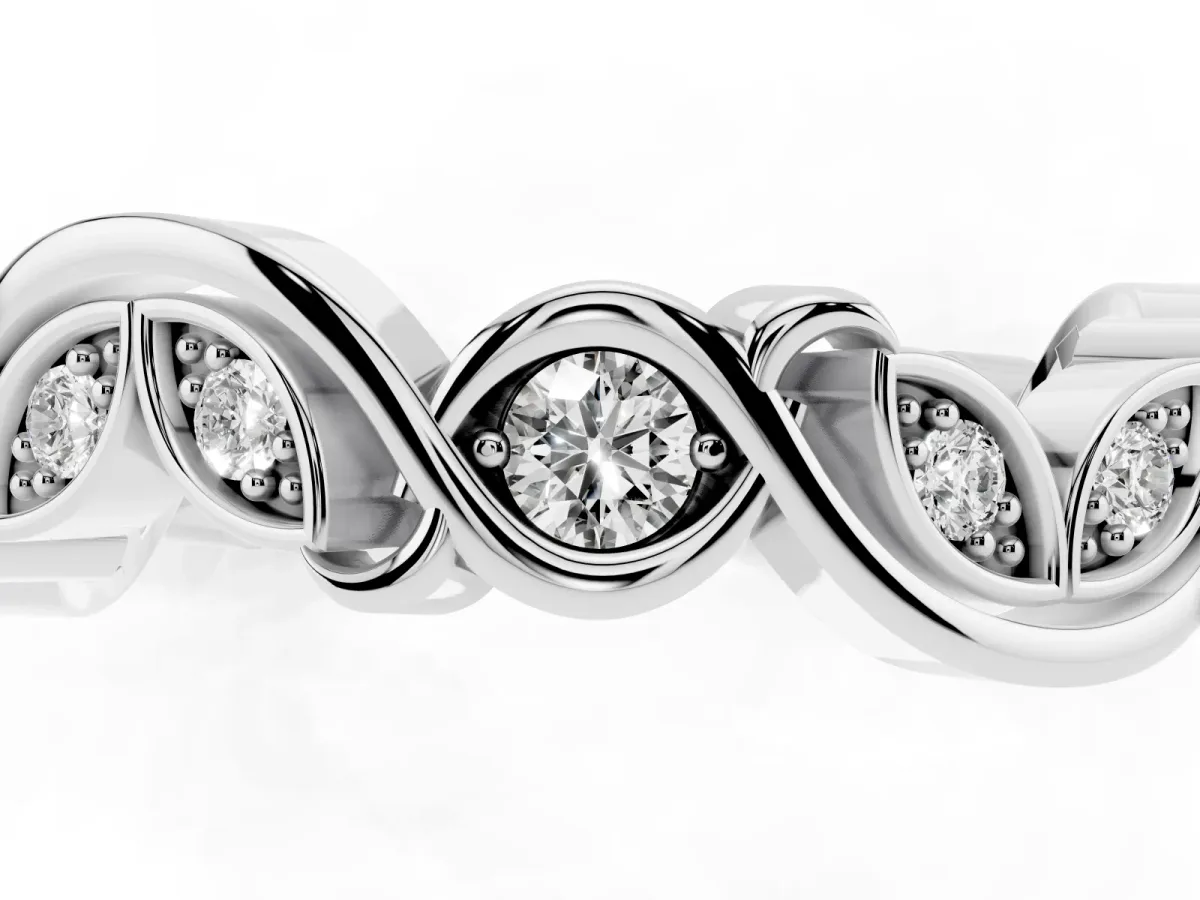 Marquise and Round Diamond Infinity Eternity Band with Bezel Setting White gold