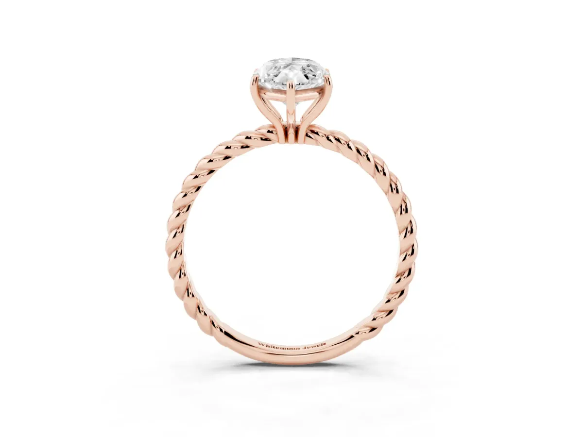 Marquise Cut Solitaire Twisted Band 4-Prong Ring Rose gold