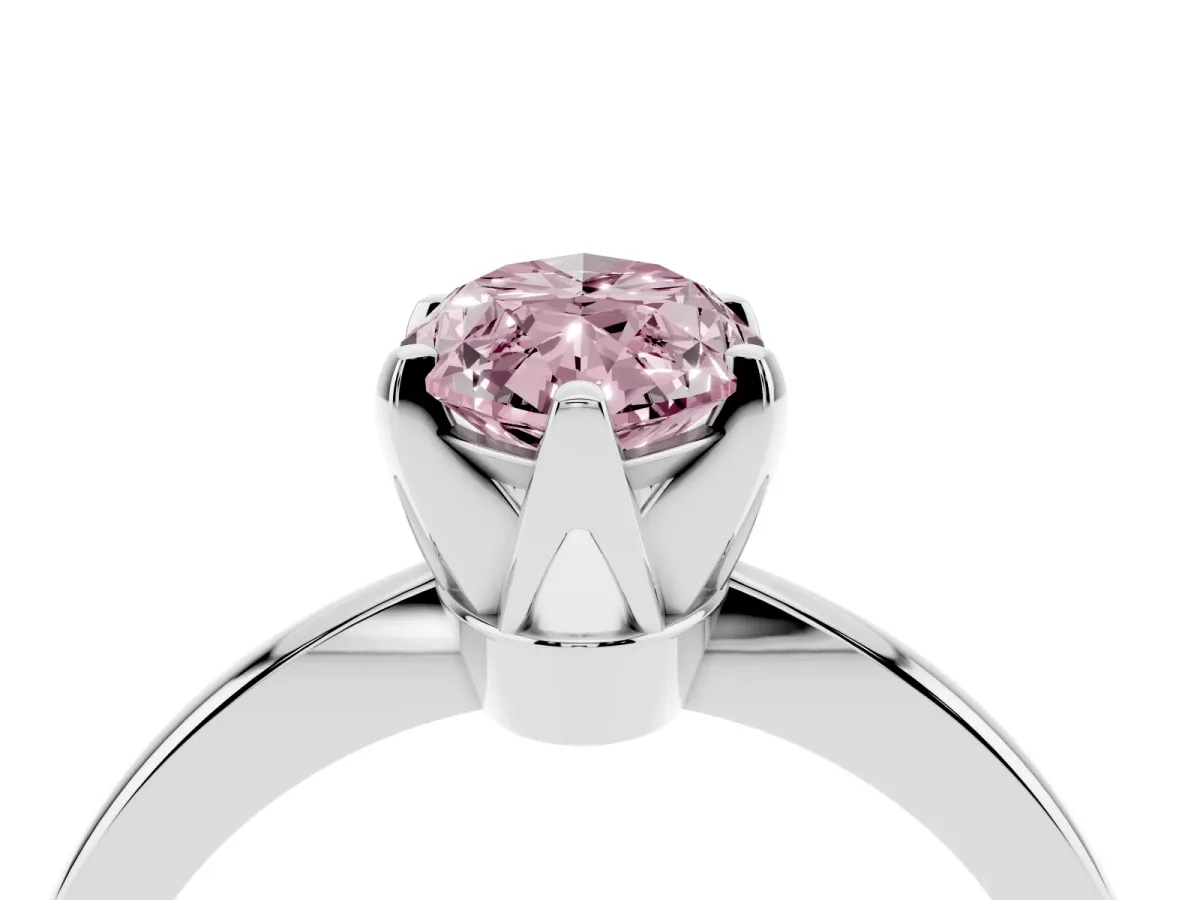 Fancy Pink Marquise Cut Solitaire Engagement Ring with Six-Prong Setting and Tapered Band White gold