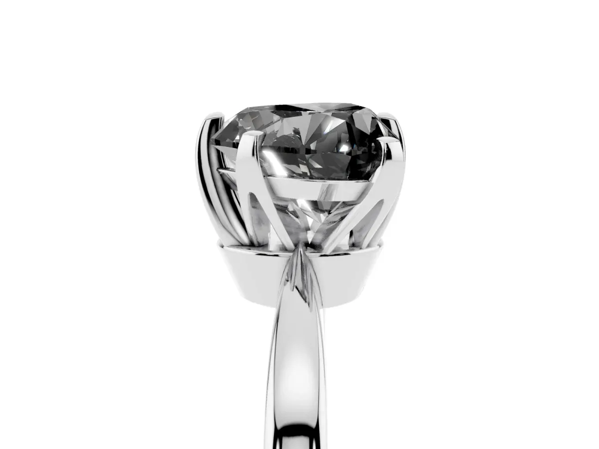Fancy Black Heart Cut Solitaire Engagement Ring with Six-Prong Setting and Tapered Band Platinum