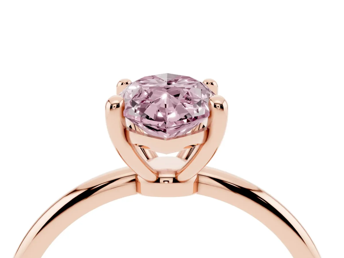 Fancy Pink Marquise Cut Solitaire Diamond Ring with 4-Prong Setting on a Classic Band Rose gold