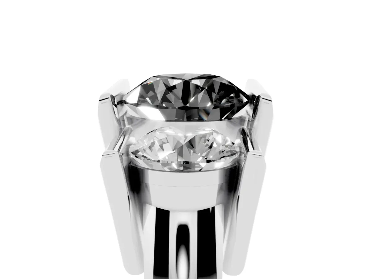 Fancy Black Three Stone Round Cut Cut Channel Set Diamond Ring Platinum