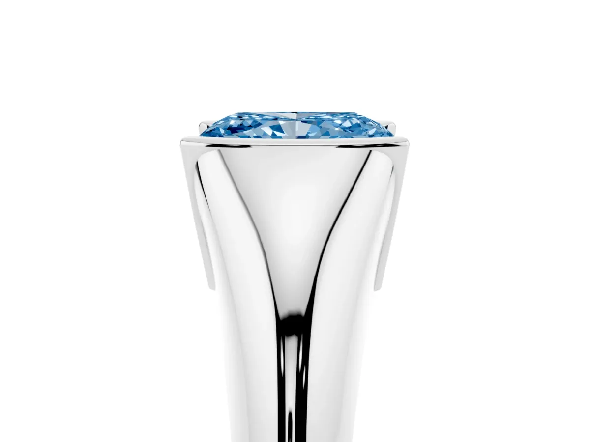 Fancy Blue Radiant Cut Solitaire Tension Set Diamond Ring White gold