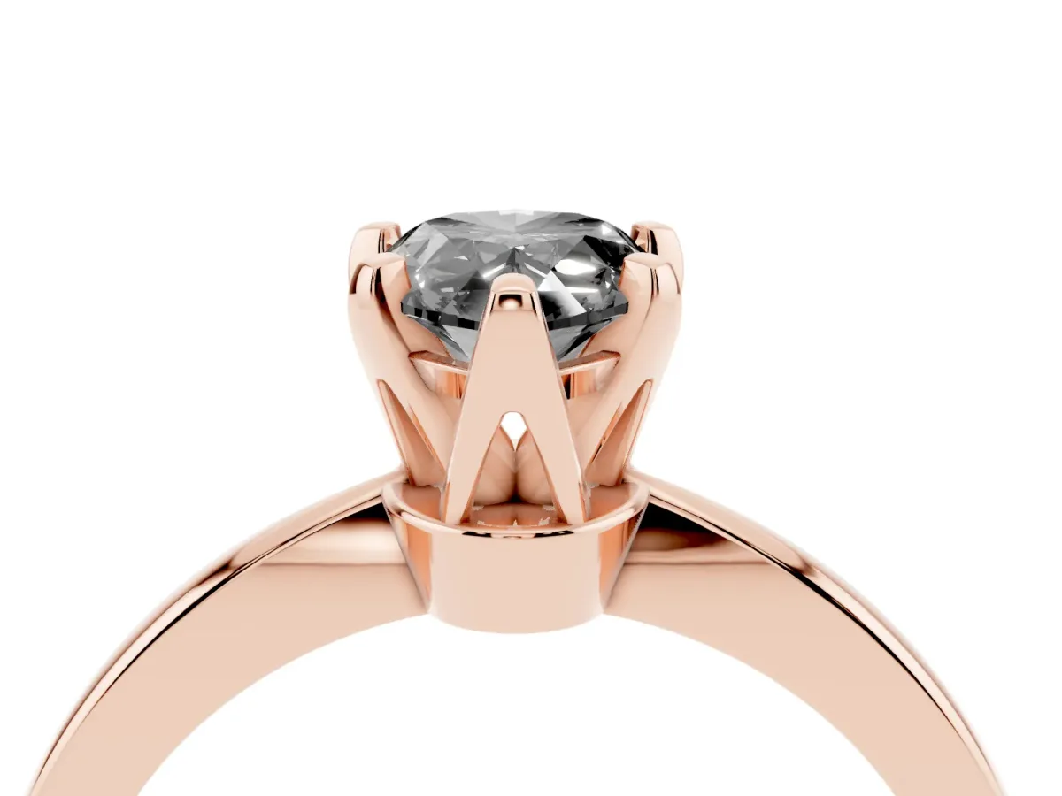 Fancy Black Pear Cut Solitaire Engagement Ring with Six-Prong Setting and Tapered Band Rose gold