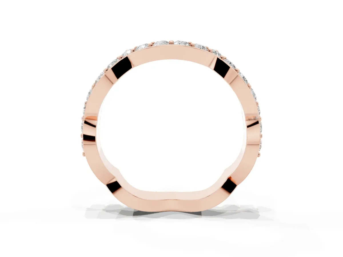 Round Diamond Pavé Zigzag Eternity Band Rose gold