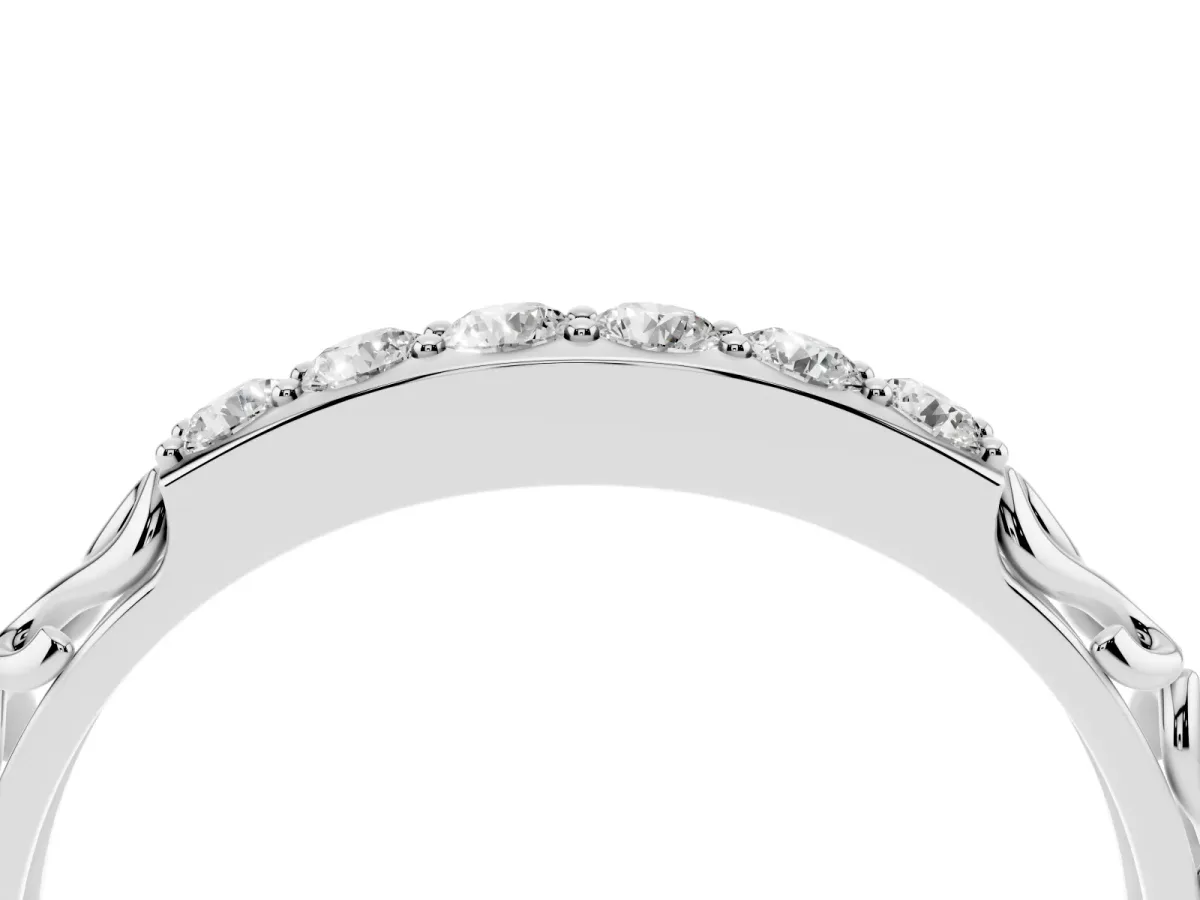 Round Diamond Bar Set Eternity Band with Filigree Design Platinum
