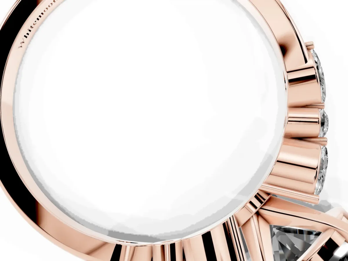 Fancy Black Round Cut Diamond Solitaire Ring with Side Stones and Four-Prong Setting Rose gold