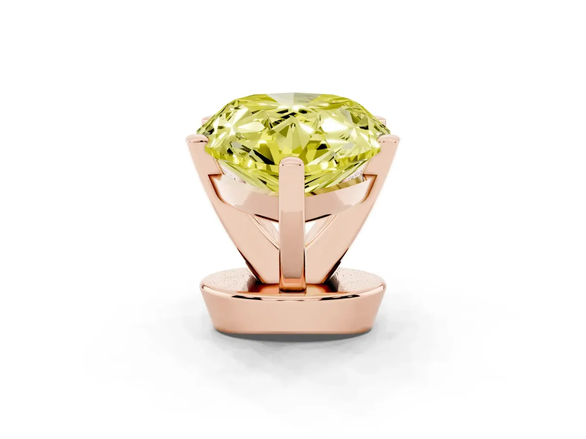 Fancy Yellow Pear Cut Diamond Solitaire Ring with Prong Setting and Classic Band Rose gold