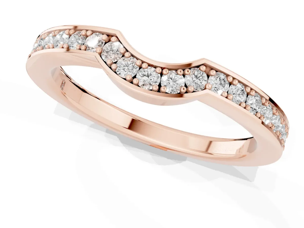 Pavé Round Diamond Contour Band with Channel Setting Rose gold