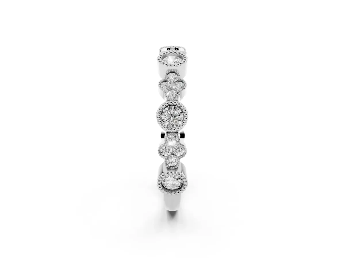 Milgrain Bezel Set Round Diamond Cluster Eternity Band Platinum