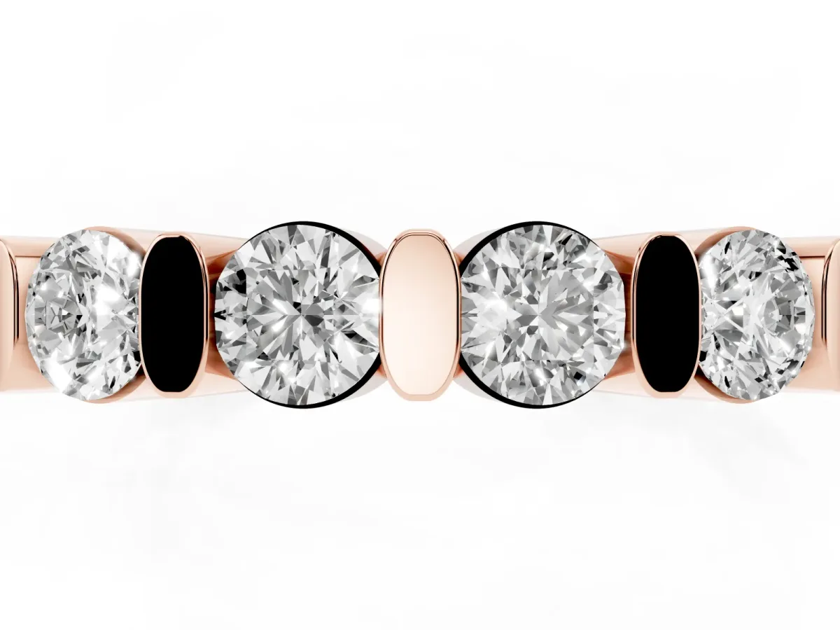 Channel Set Round Diamond Half Eternity Band Rose gold