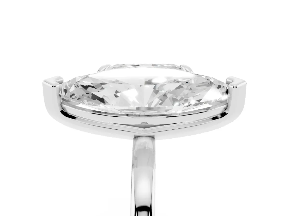 Radiant and Marquise Toi Moi Ring with Prong Setting and Plain Band Silver