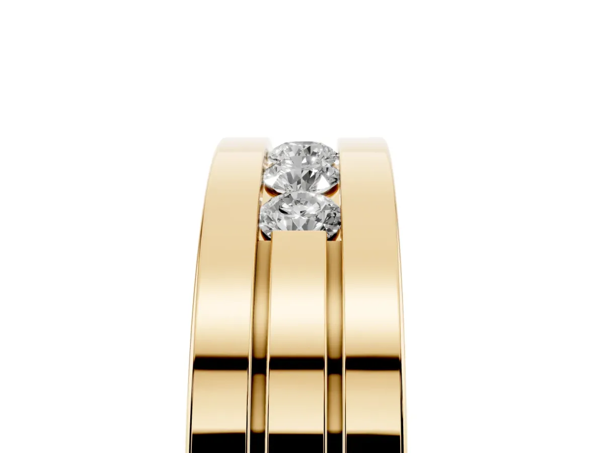 Round Diamond Five-Stone Channel Set Mens Band Yellow gold