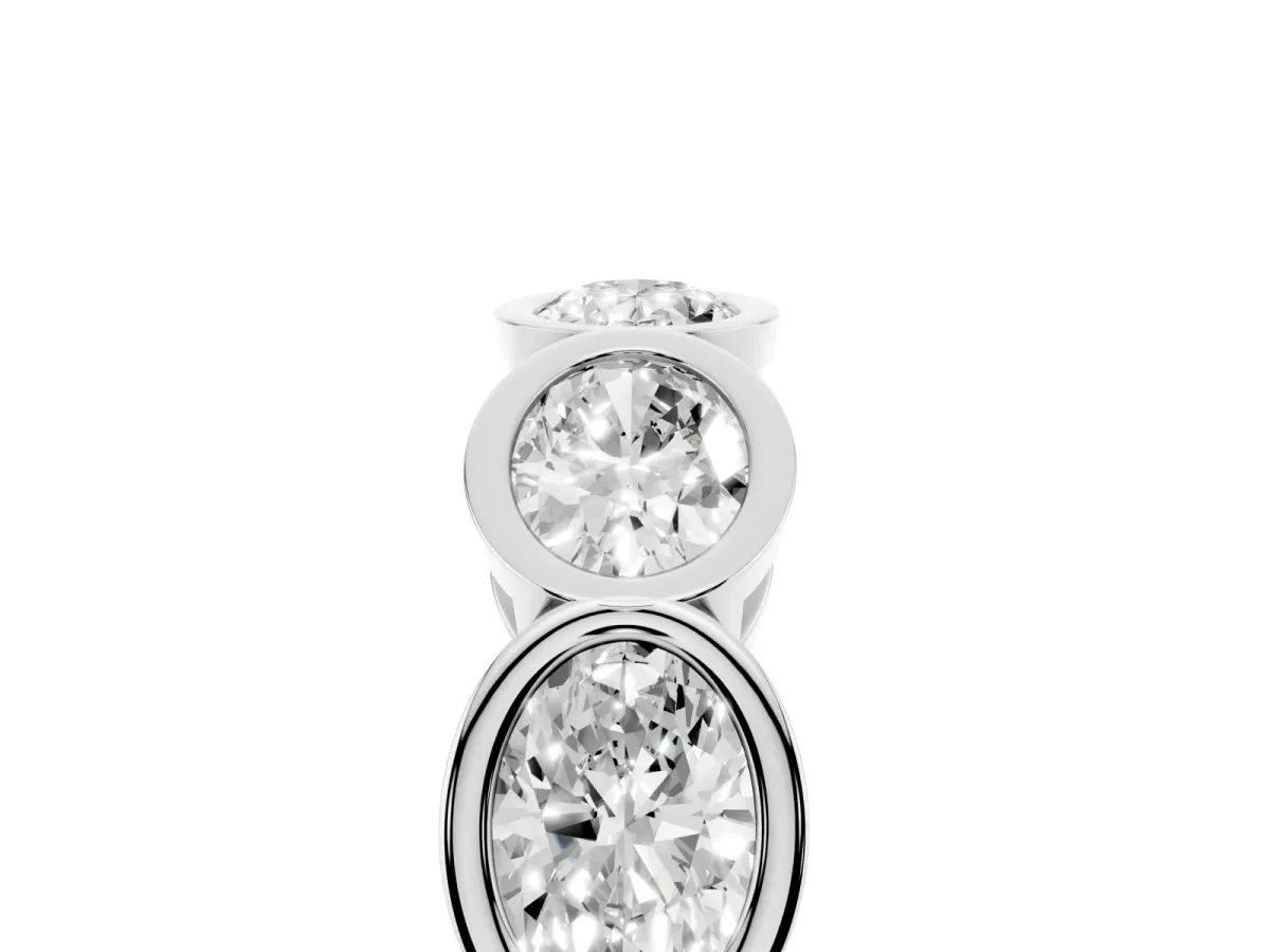 Oval Diamond Bezel Set Eternity Wedding Band Platinum