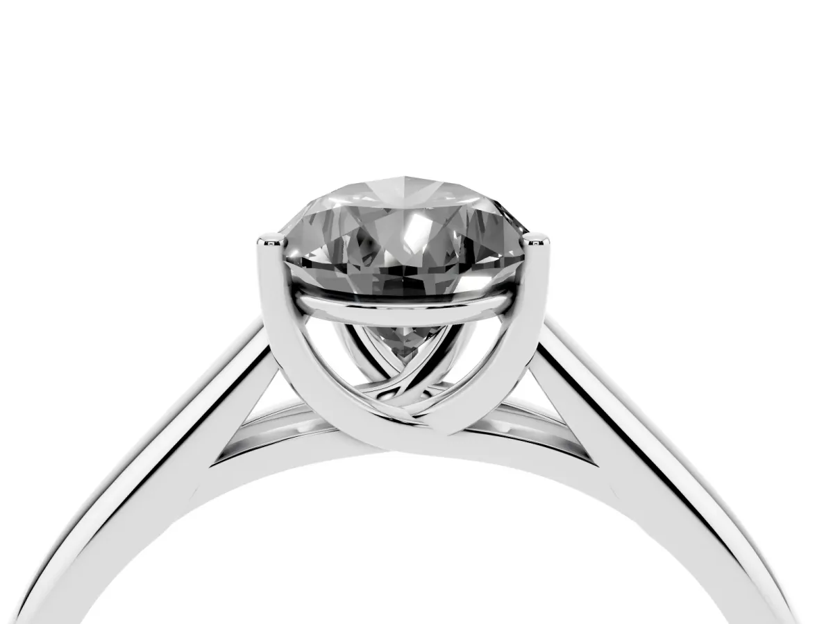 Fancy Black Pear Cut Solitaire Engagement Ring with Tapered Band and Four-Prong Setting Silver