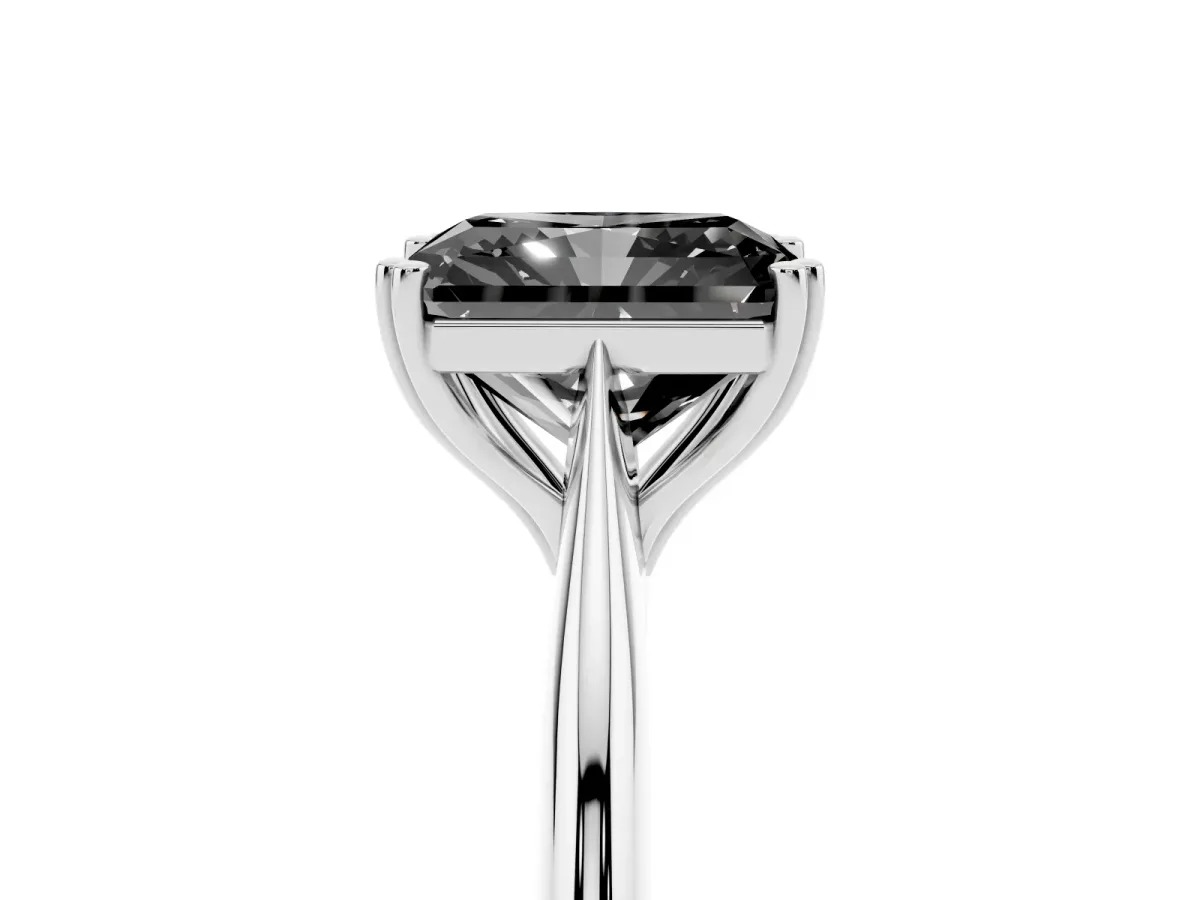 Fancy Black Radiant Cut Solitaire Diamond Ring with Six-Prong Setting and Classic Band Platinum
